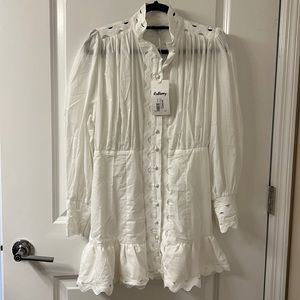 White button-up mini dress